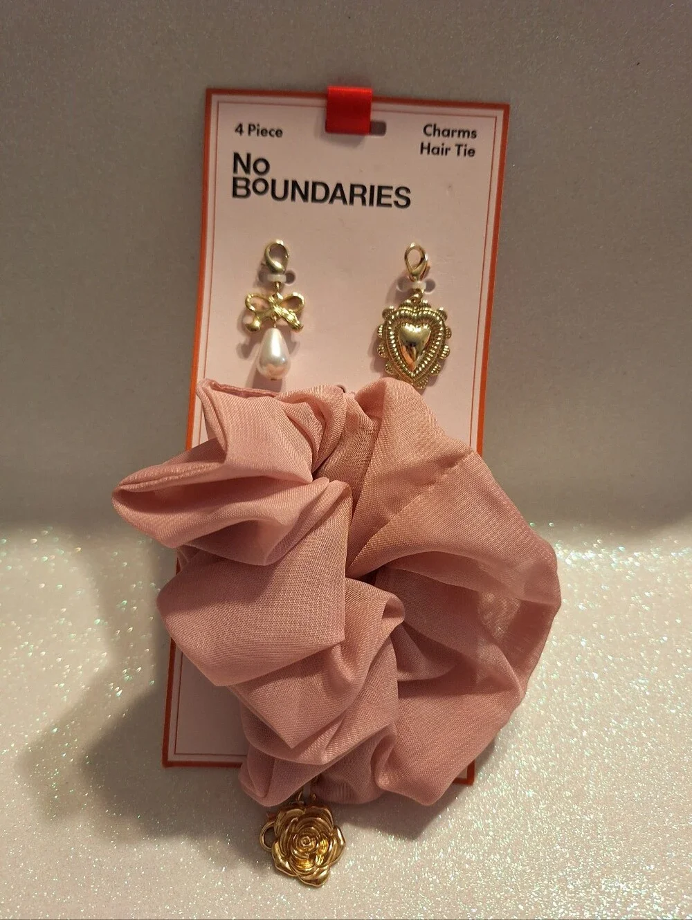 Pink Hair Scrunchie With Interchangable Charms New